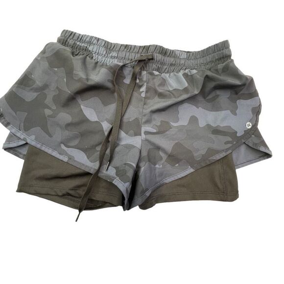 RBX Women's Camouflage Mid Rise Activewear Athletic Running Shorts Small Petite - Picture 2 of 5